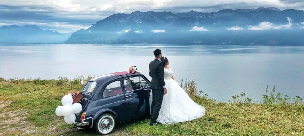 Mariage Fiat 500 blu