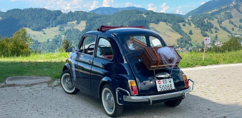 Location Fiat 500 bord du Lac Léman itinéraire Riviera Caux Montreux